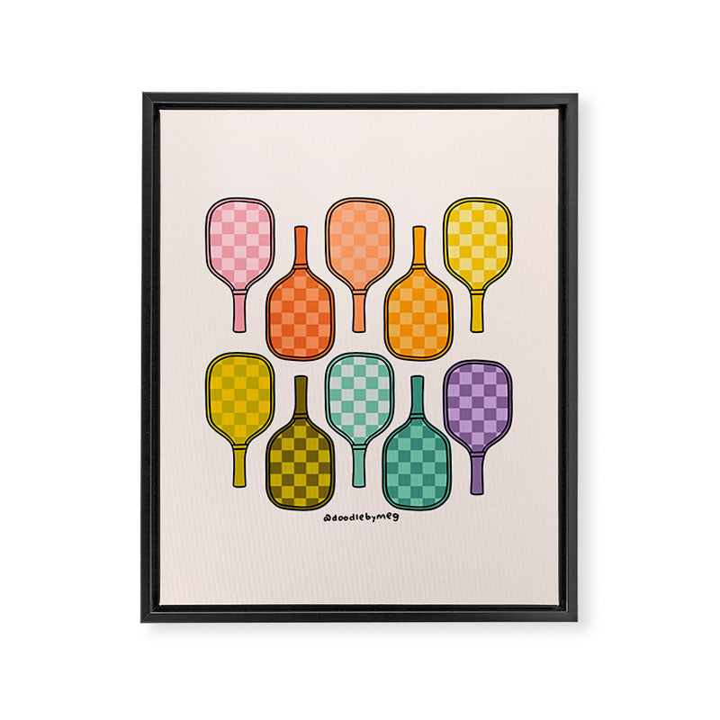 Rainbow Pickleball Paddles Framed Canvas Print Gallery Image 8