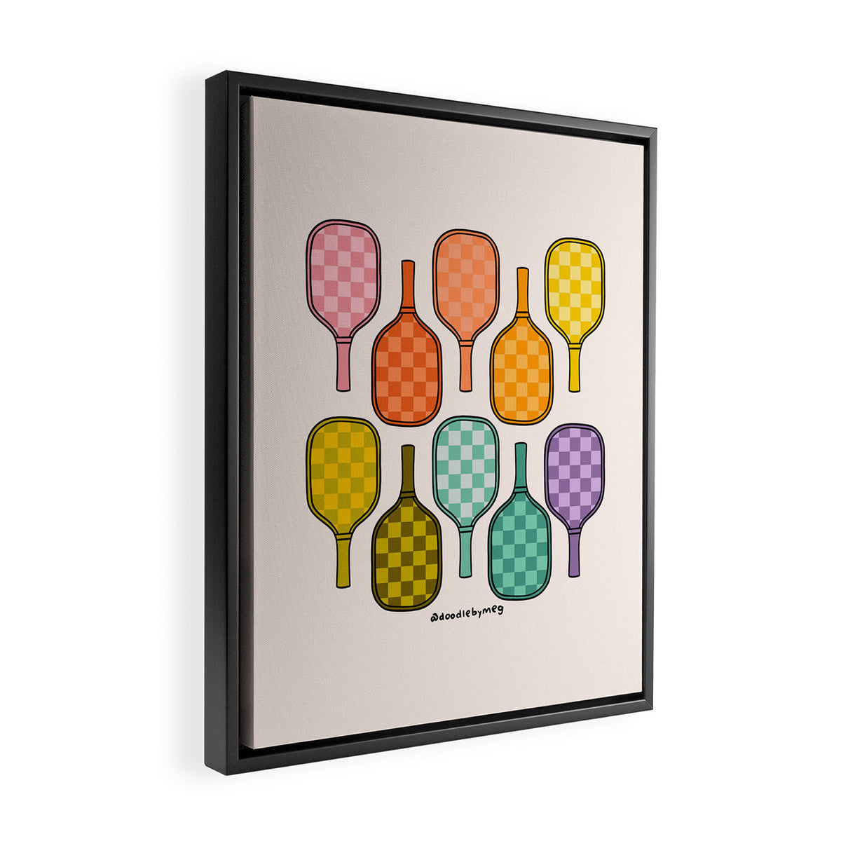 Rainbow Pickleball Paddles Framed Canvas Print Gallery Image 2
