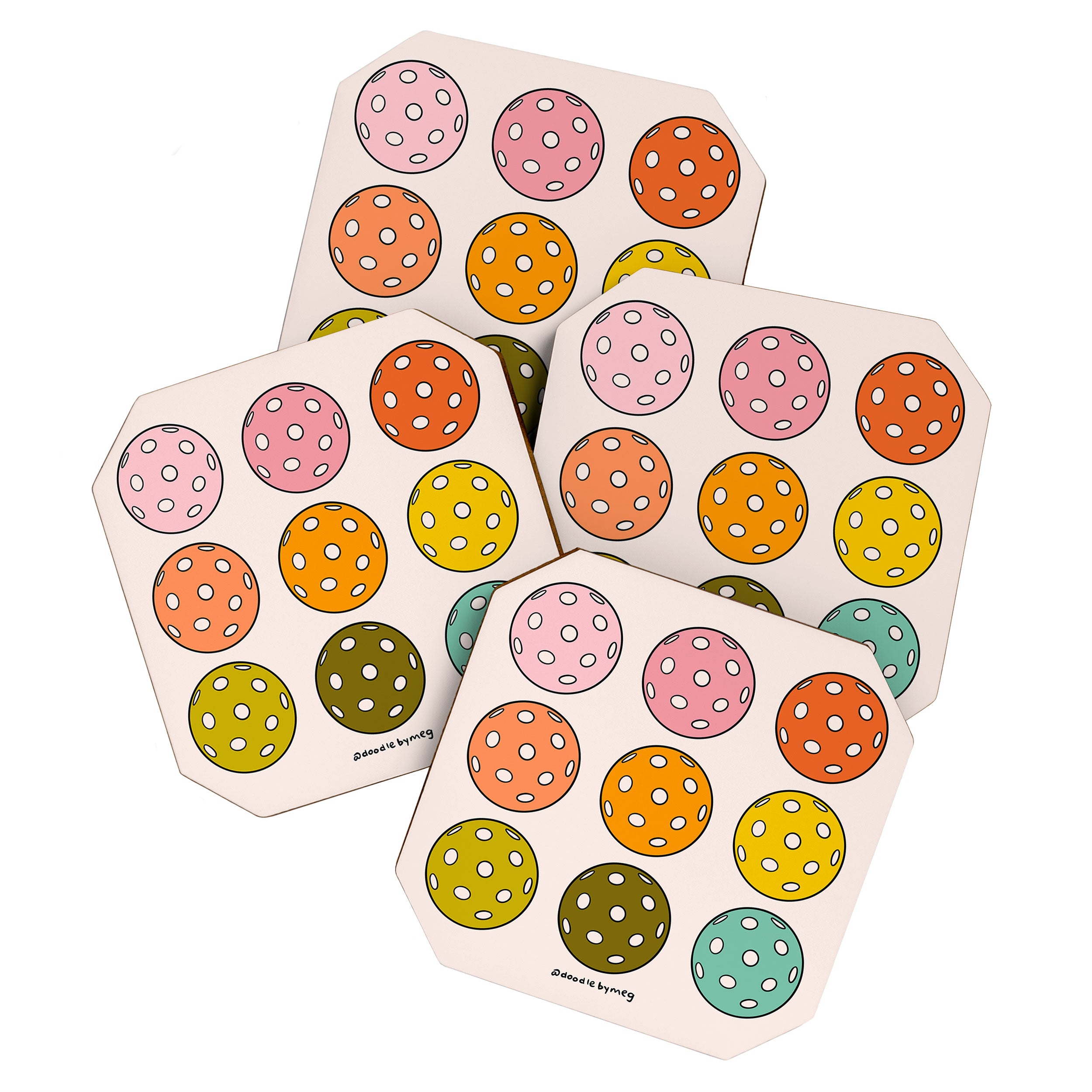 Rainbow Pickleballs Coaster Gallery Image 1