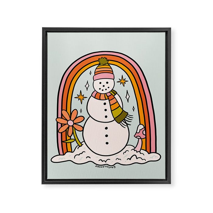 Rainbow Snowman Framed Canvas Print Gallery Image 1