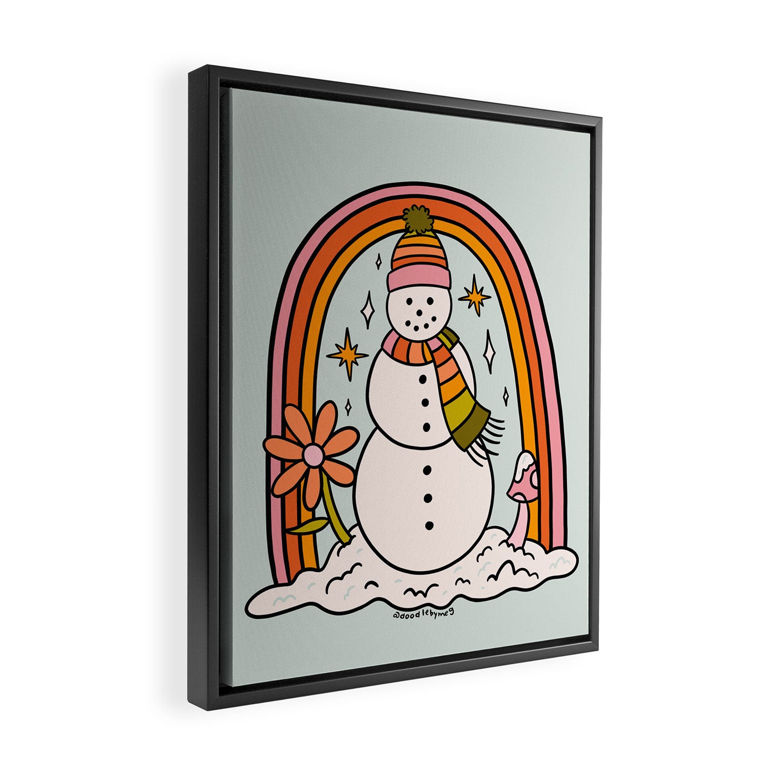 Rainbow Snowman Framed Canvas Print Gallery Image 2