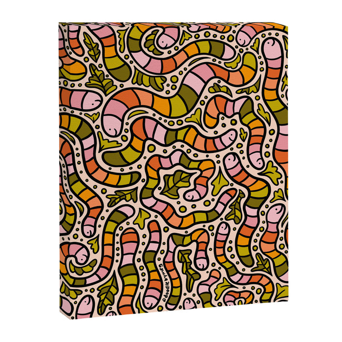 Rainbow Worms Print Canvas Print Gallery Image 1