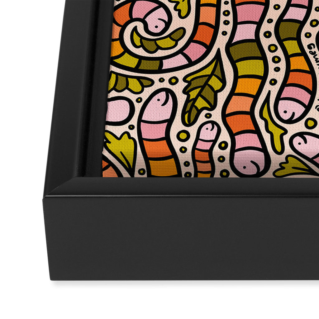 Rainbow Worms Print Framed Canvas Print Gallery Image 3