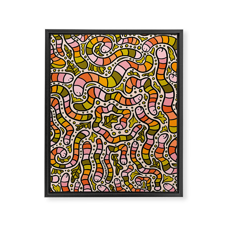 Rainbow Worms Print Framed Canvas Print Gallery Image 8