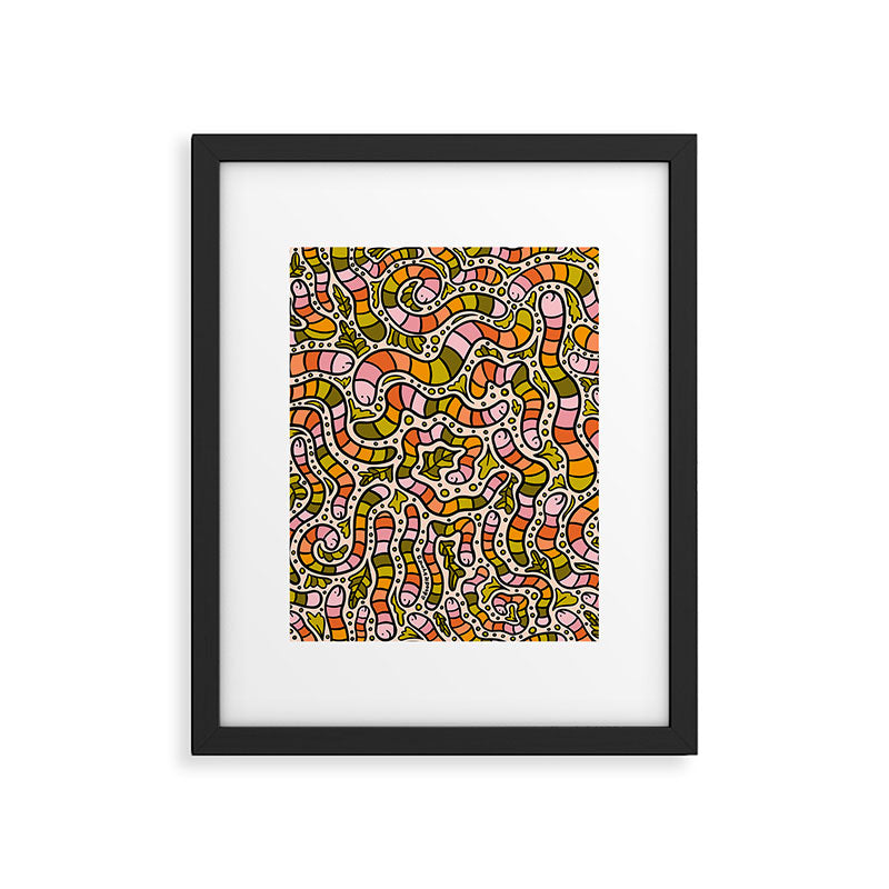 Rainbow Worms Print Framed Art Print Gallery Image 6