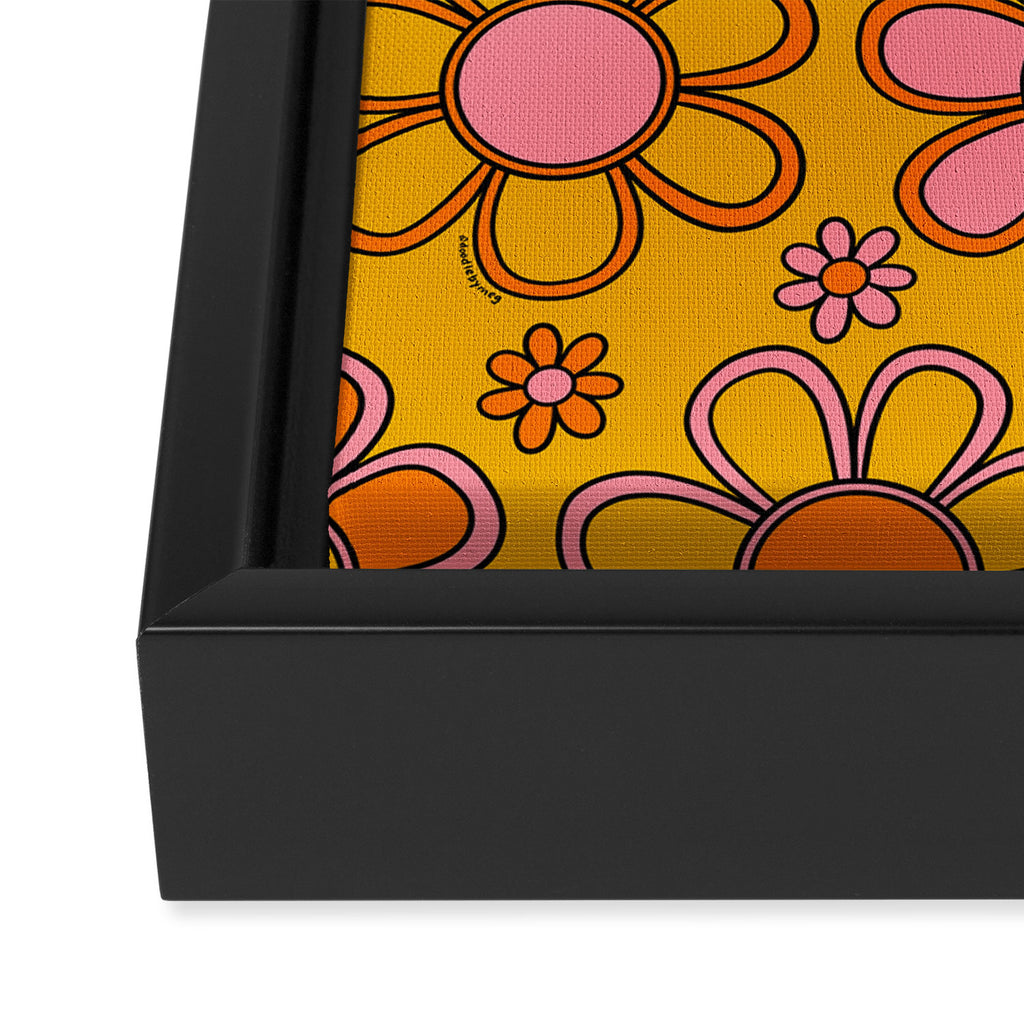 Retro Flower Print Framed Canvas Print Gallery Image 3