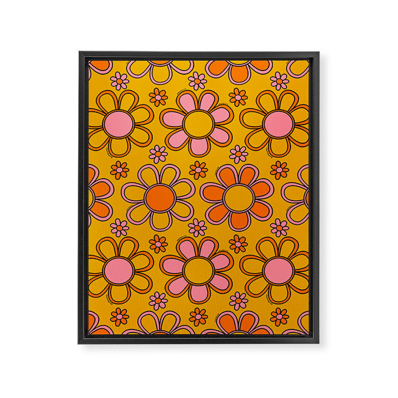 Retro Flower Print Framed Canvas Print Gallery Image 8