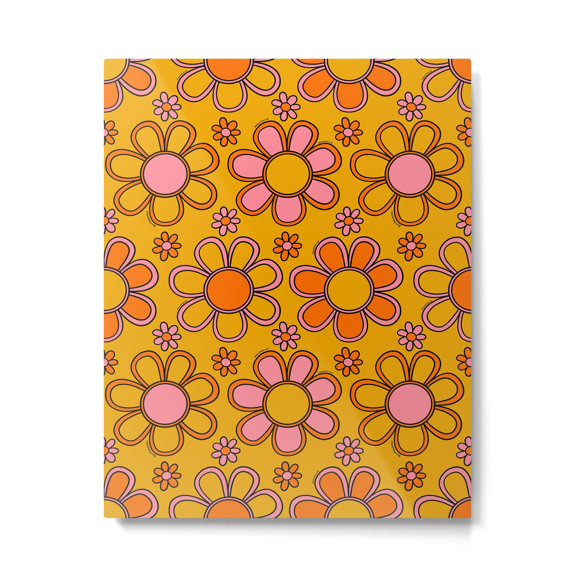Retro Flower Print Metal Print Gallery Image 6