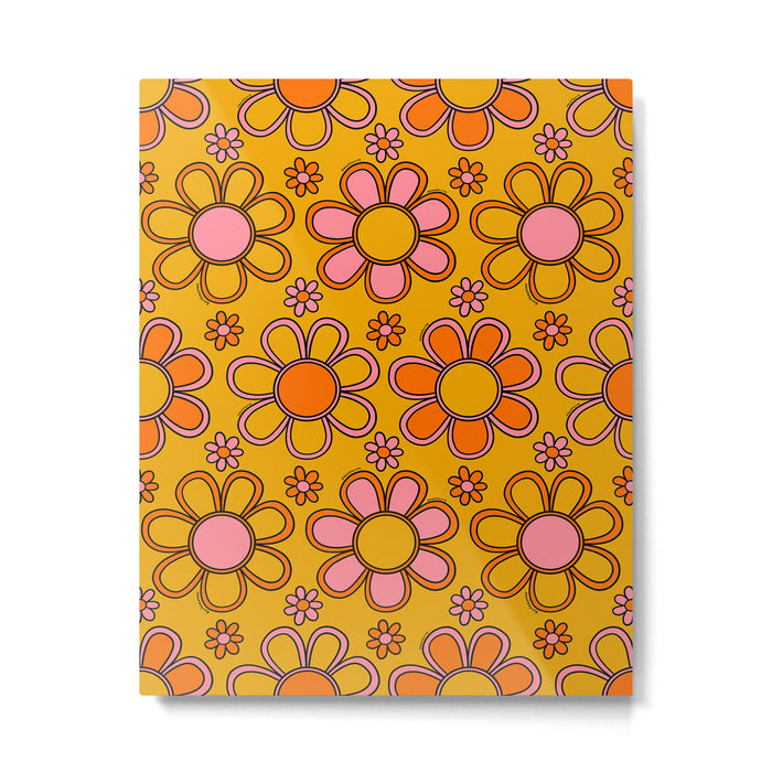 Retro Flower Print Metal Print Gallery Image 1