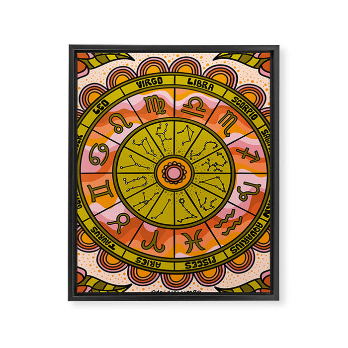 Retro Zodiac Wheel Framed Canvas Print Gallery Image 1