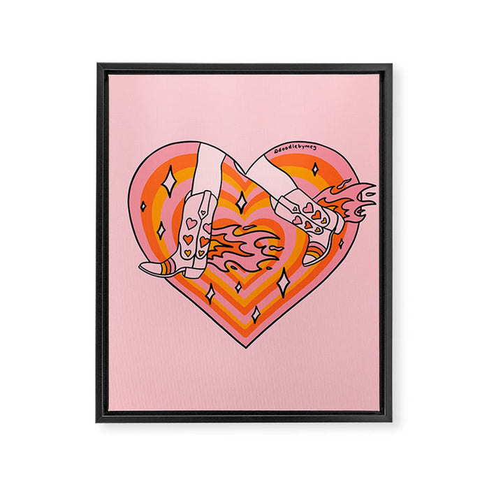 Running Cowgirl Framed Canvas Print Gallery Image 1