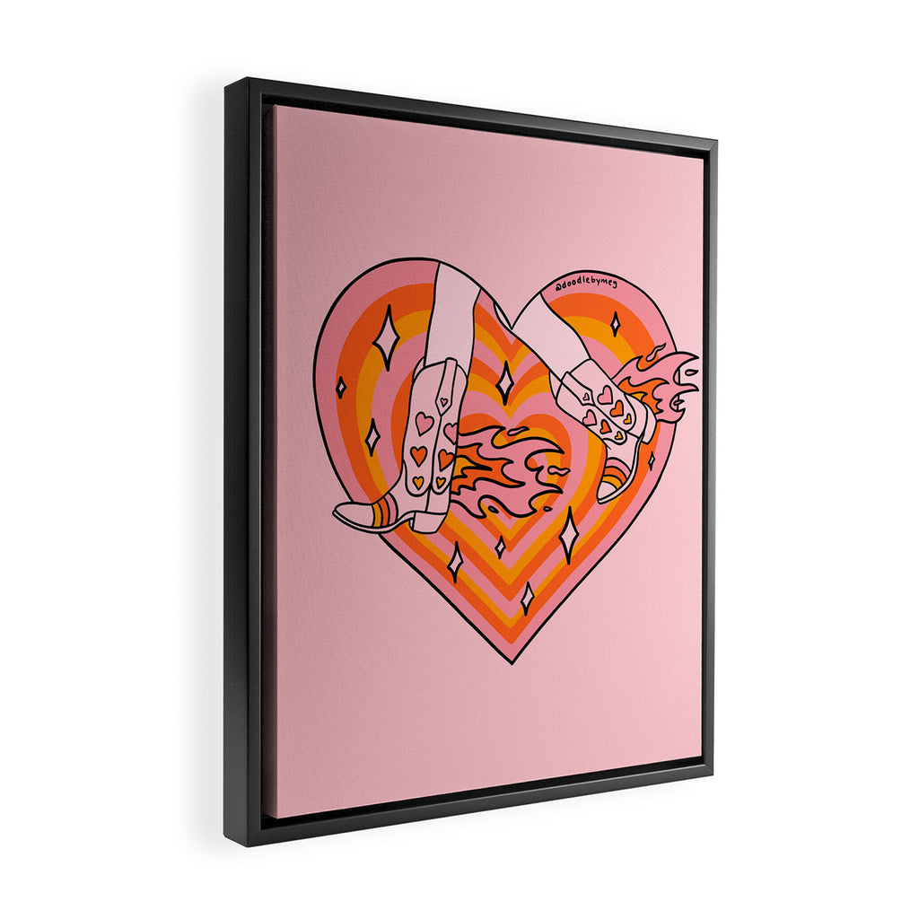 Running Cowgirl Framed Canvas Print Gallery Image 2