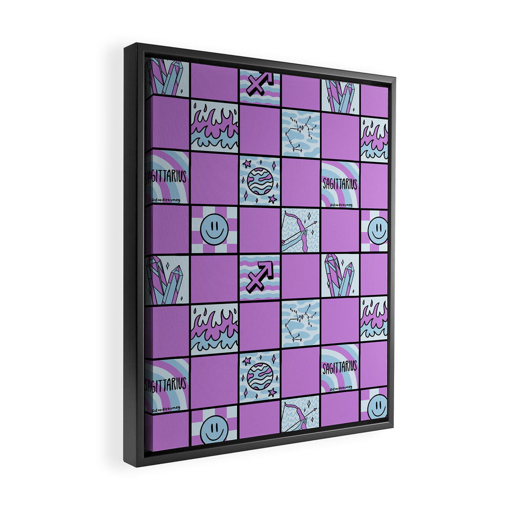 Sagittarius Checkered Print Framed Canvas Print Gallery Image 2