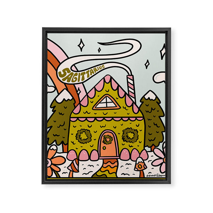 Sagittarius Gingerbread House Framed Canvas Print Gallery Image 1