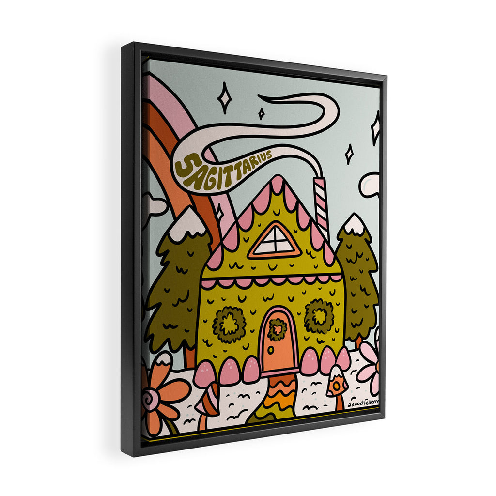 Sagittarius Gingerbread House Framed Canvas Print Gallery Image 2
