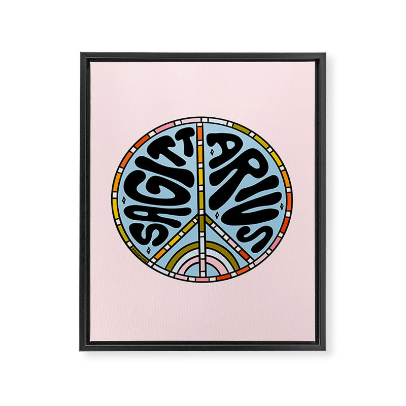 Sagittarius Peace Sign Framed Canvas Print Gallery Image 8