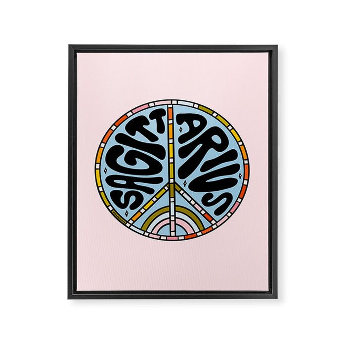 Sagittarius Peace Sign Framed Canvas Print Gallery Image 1