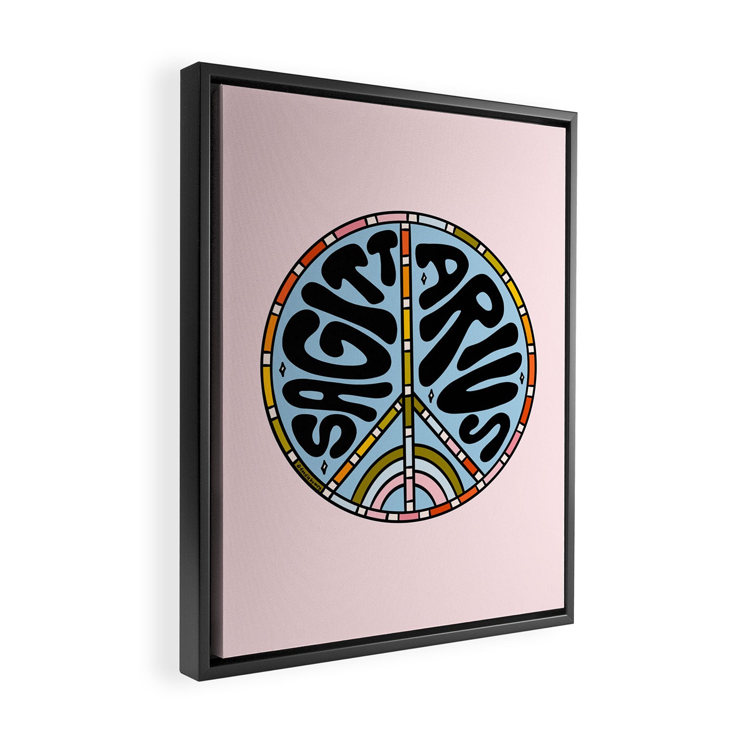 Sagittarius Peace Sign Framed Canvas Print Gallery Image 2