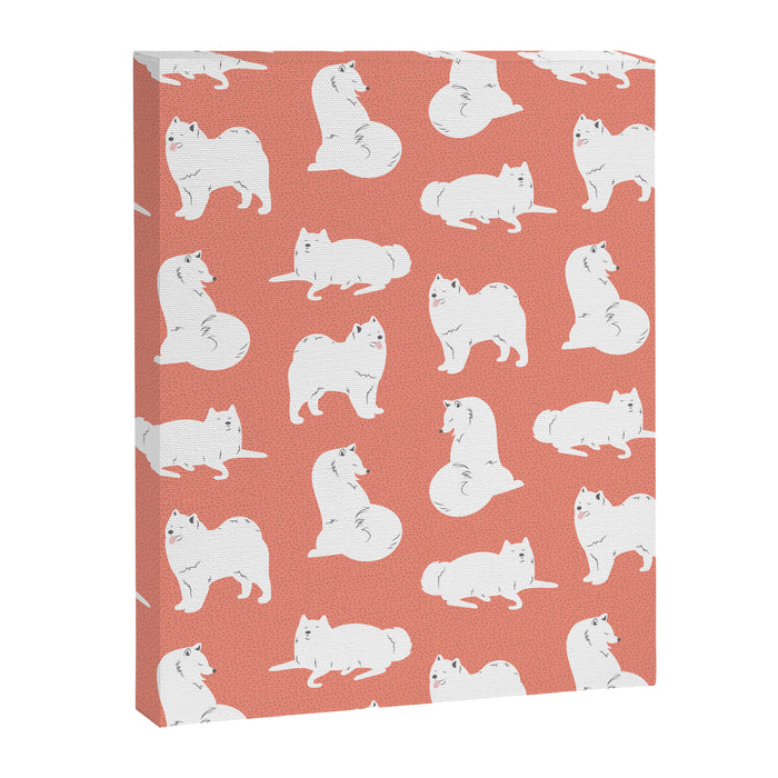 Samoyed Print in Coral Canvas Print Gallery Image 1