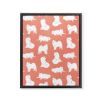 Samoyed Print in Coral Framed Canvas Print Gallery Image 8