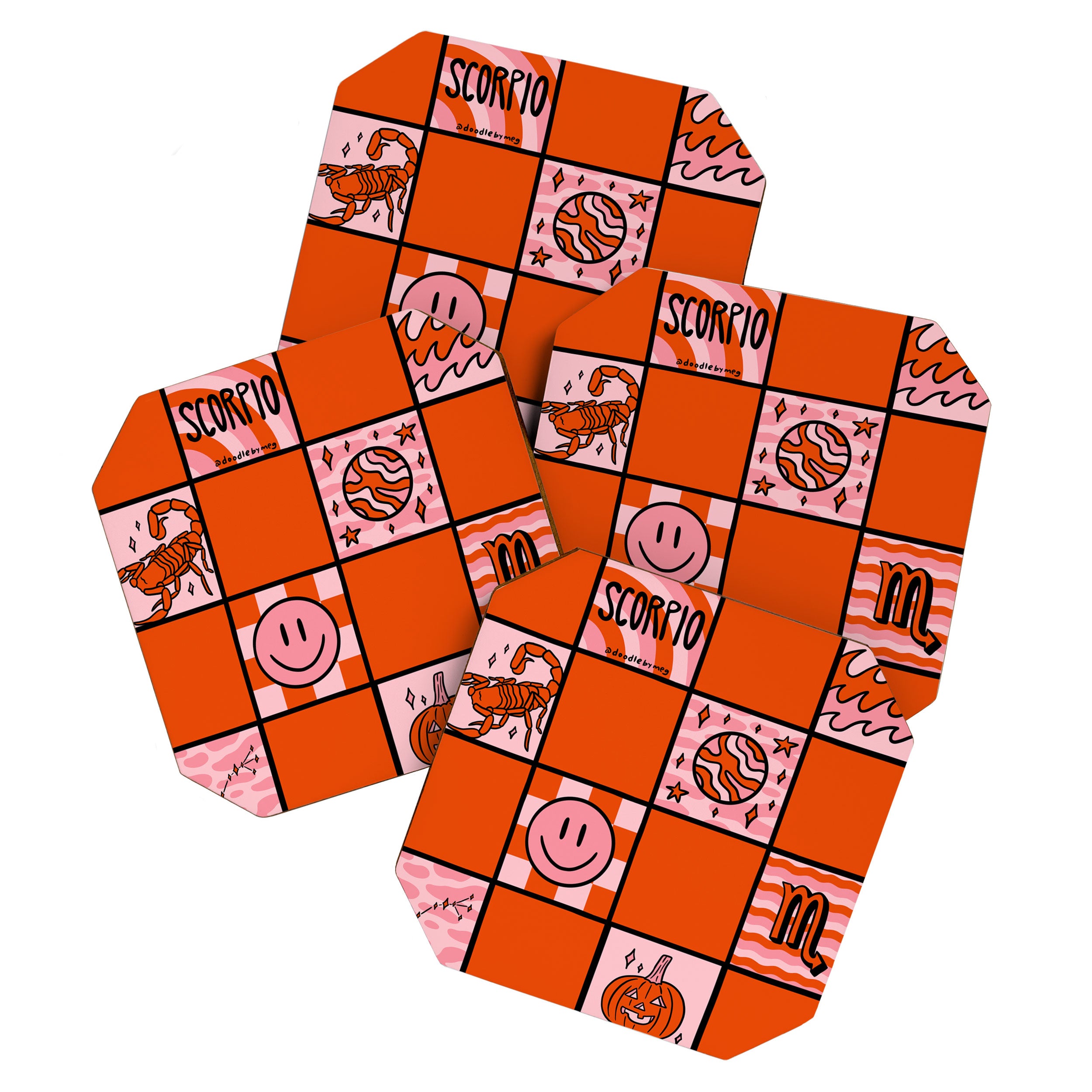 Scorpio Checkered Print Coaster Gallery Image 1