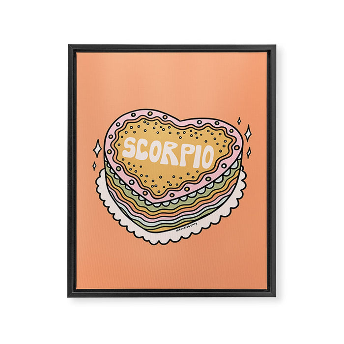 Scorpio Heart Cake Framed Canvas Print Gallery Image 1