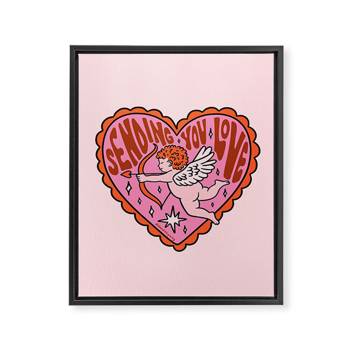 Sending You Love Cupid Framed Canvas Print Gallery Image 1