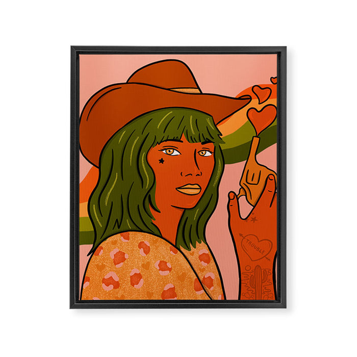 She's Trouble Framed Canvas Print Gallery Image 1