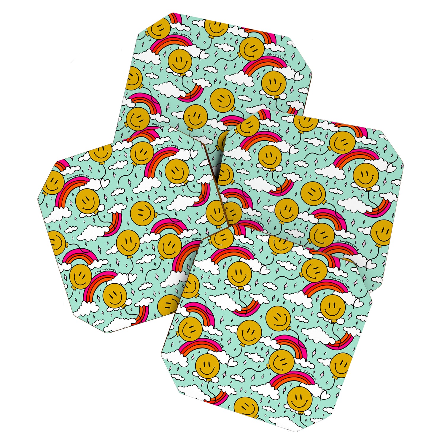 Smiley Face Balloon Print Coaster Gallery Image 1