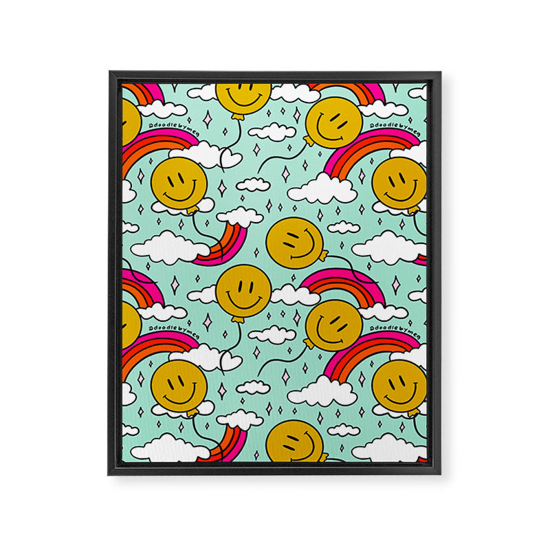 Smiley Face Balloon Print Framed Canvas Print Gallery Image 8