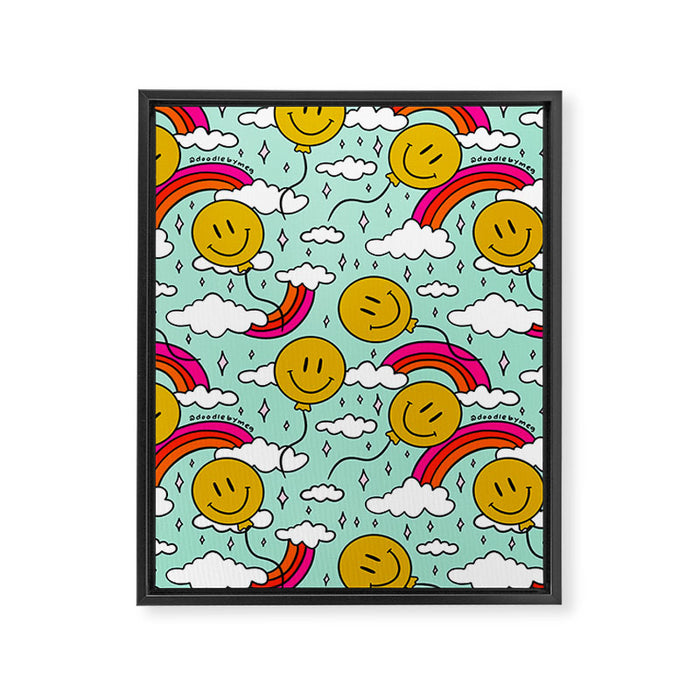Smiley Face Balloon Print Framed Canvas Print Gallery Image 1