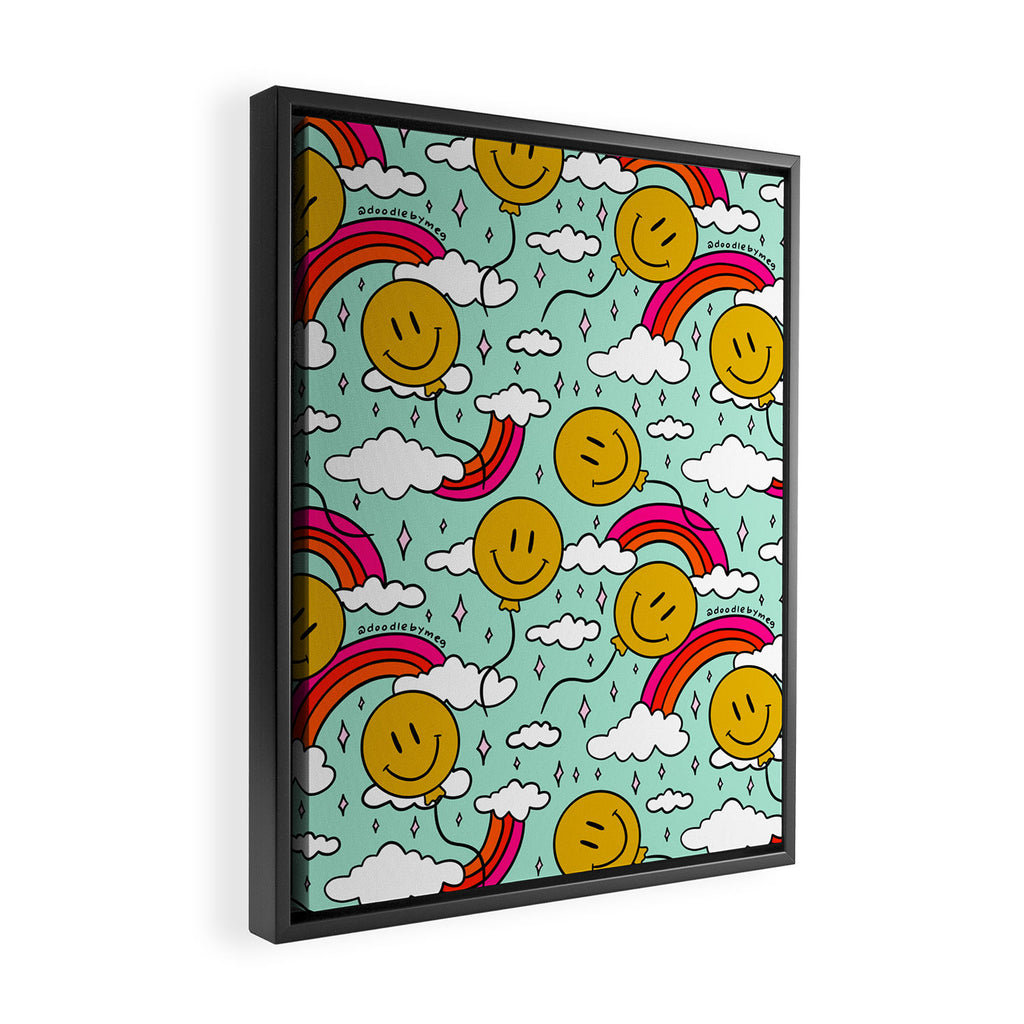 Smiley Face Balloon Print Framed Canvas Print Gallery Image 2