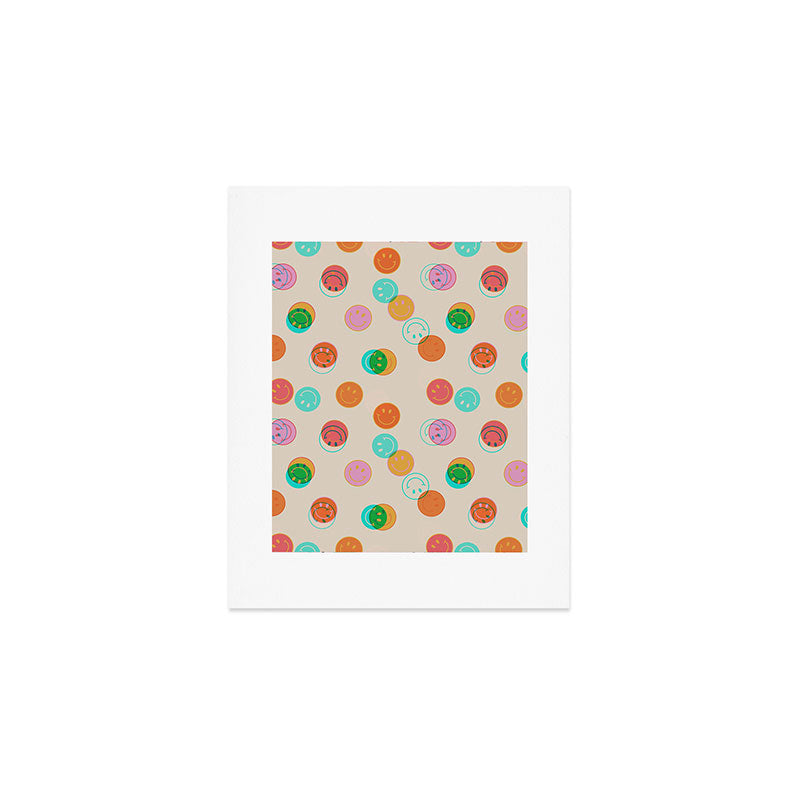Happy Face Stamp Print Art Print Gallery Image 1