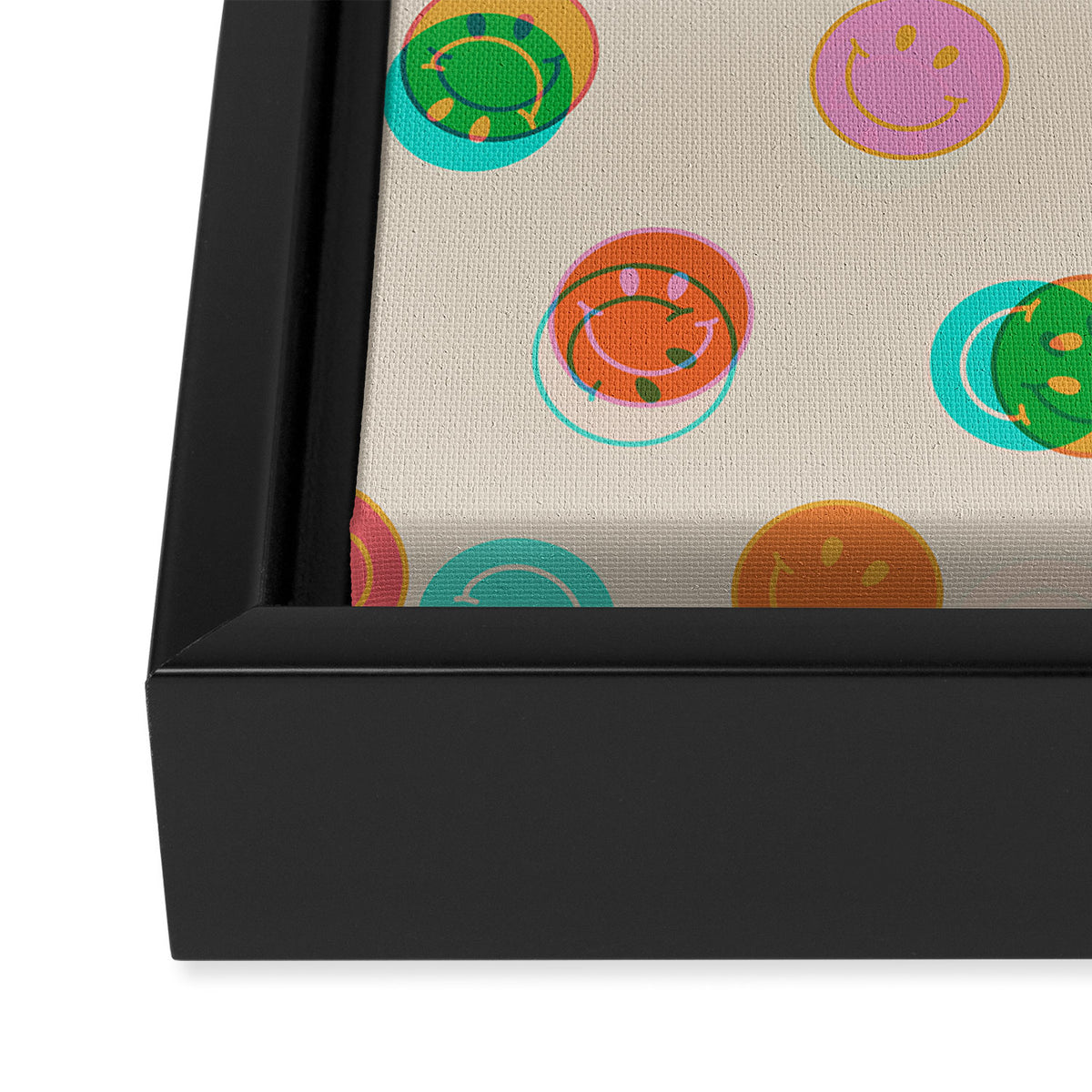 Happy Face Stamp Print Framed Canvas Print Gallery Image 3