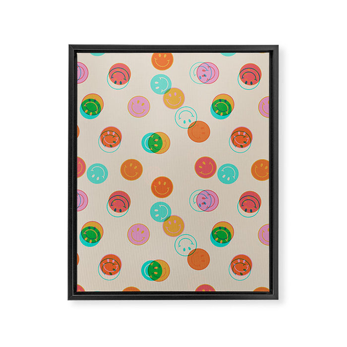 Happy Face Stamp Print Framed Canvas Print Gallery Image 1