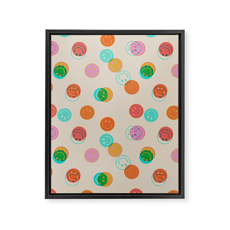 Happy Face Stamp Print Framed Canvas Print Gallery Image 8