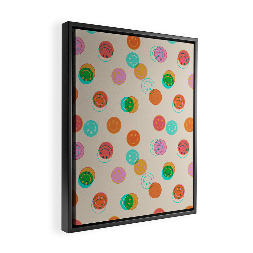 Happy Face Stamp Print Framed Canvas Print Gallery Image 2