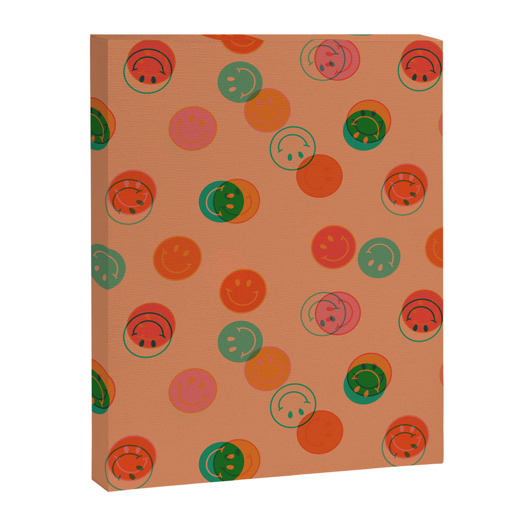 Smiley Face Stamp Print in Orange Canvas Print Gallery Image 8