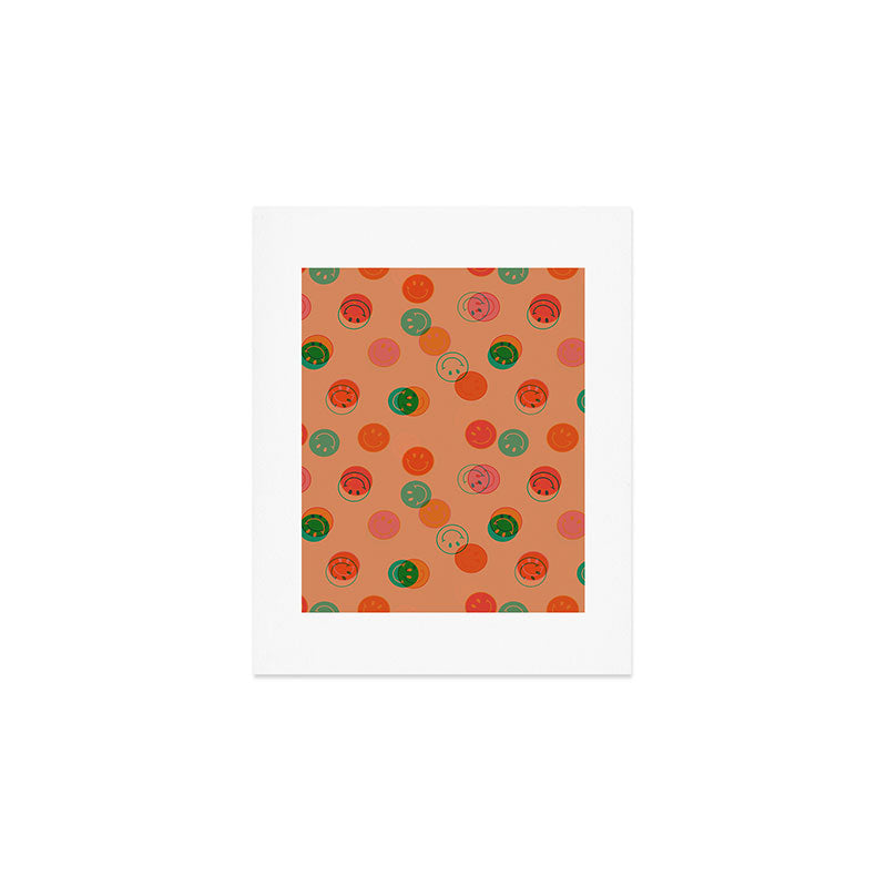 Smiley Face Stamp Print in Orange Art Print Gallery Image 1