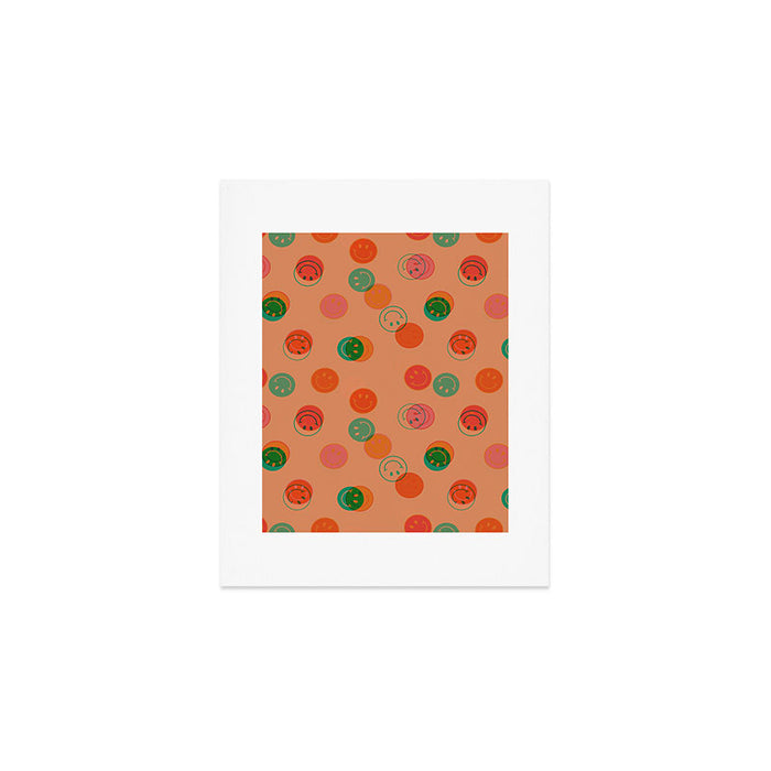 Smiley Face Stamp Print in Orange Art Print Gallery Image 1