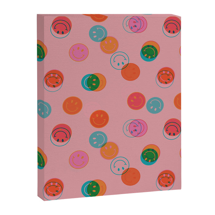 Smiley Face Stamp Print in Pink Canvas Print Gallery Image 1