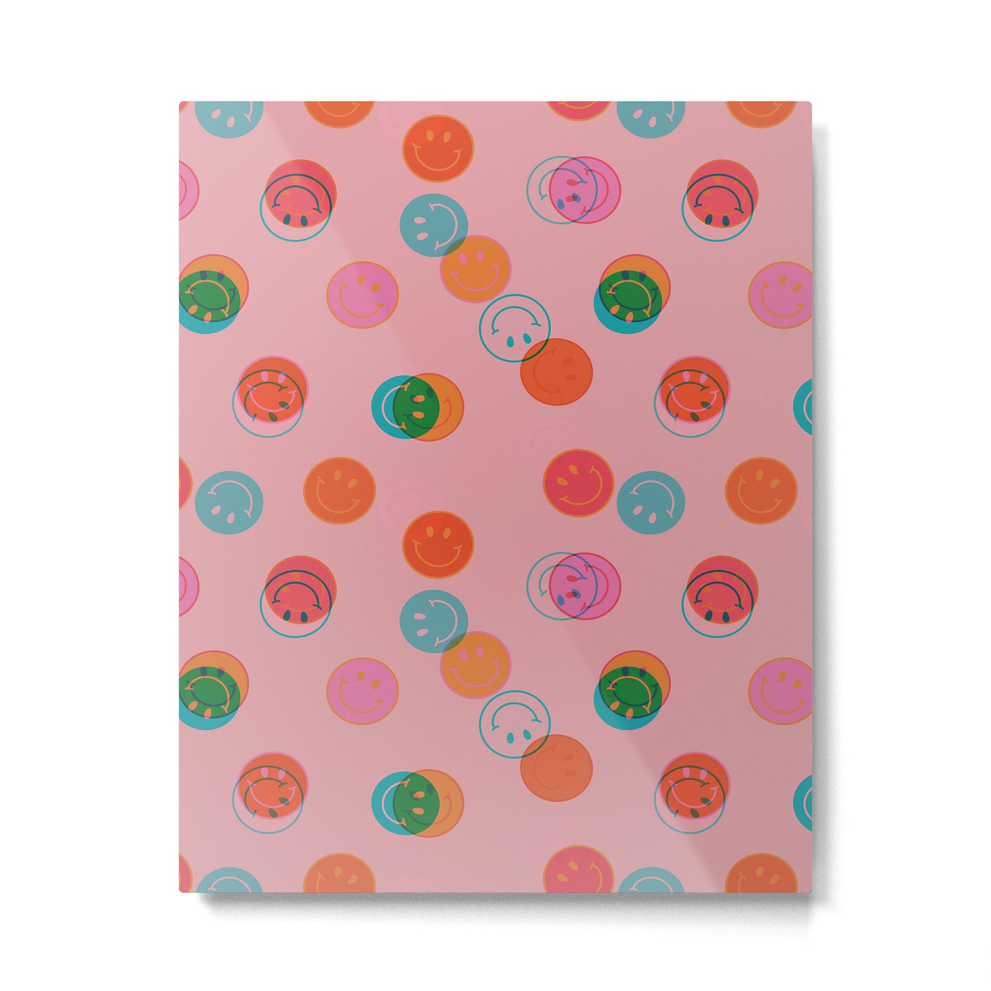 Smiley Face Stamp Print in Pink Metal Print Gallery Image 6