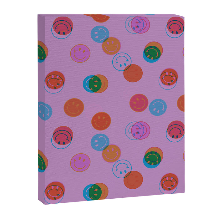 Smiley Face Stamp Print in Purple Canvas Print Gallery Image 1