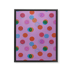 Smiley Face Stamp Print in Purple Framed Canvas Print Gallery Image 8