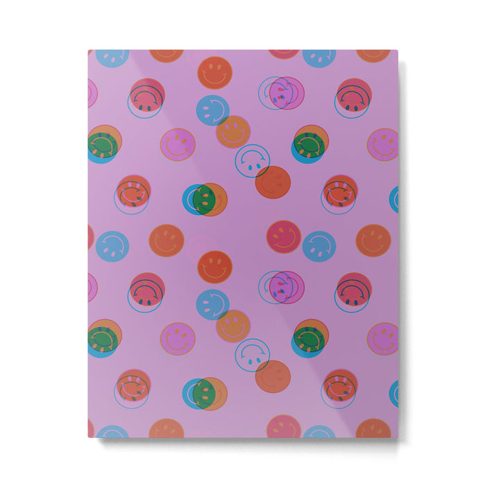 Smiley Face Stamp Print in Purple Metal Print Gallery Image 1
