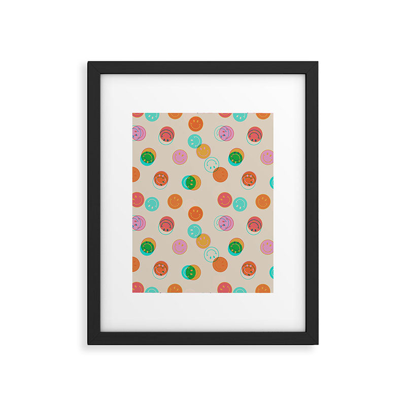 Happy Face Stamp Print Framed Art Print Gallery Image 4