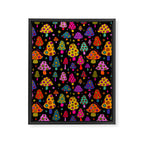 Smiley Mushrooms Print in Black Framed Canvas Print Gallery Image 8