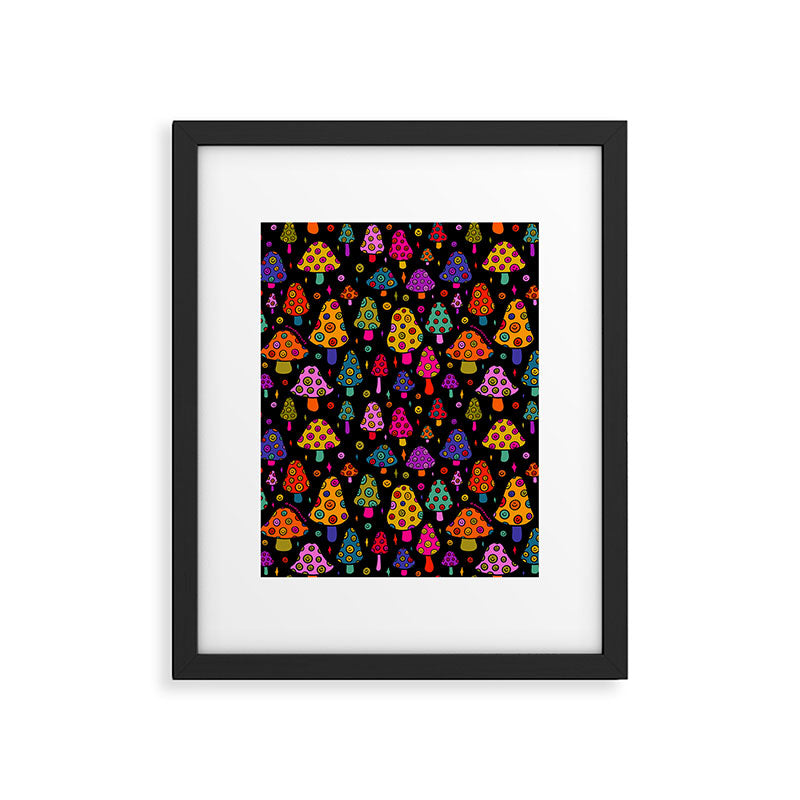 Smiley Mushrooms Print in Black Framed Art Print Gallery Image 6