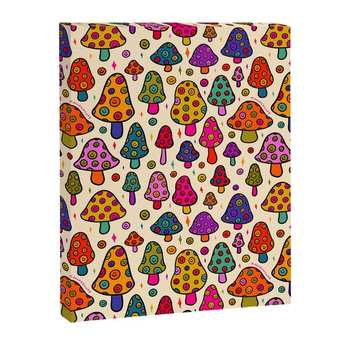 Smiley Mushrooms Print in Cream Canvas Print Gallery Image 1