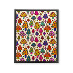Smiley Mushrooms Print in Cream Framed Canvas Print Gallery Image 8